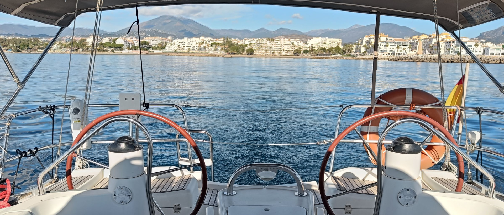 A sailing yacht under sail off the coast of Marbella